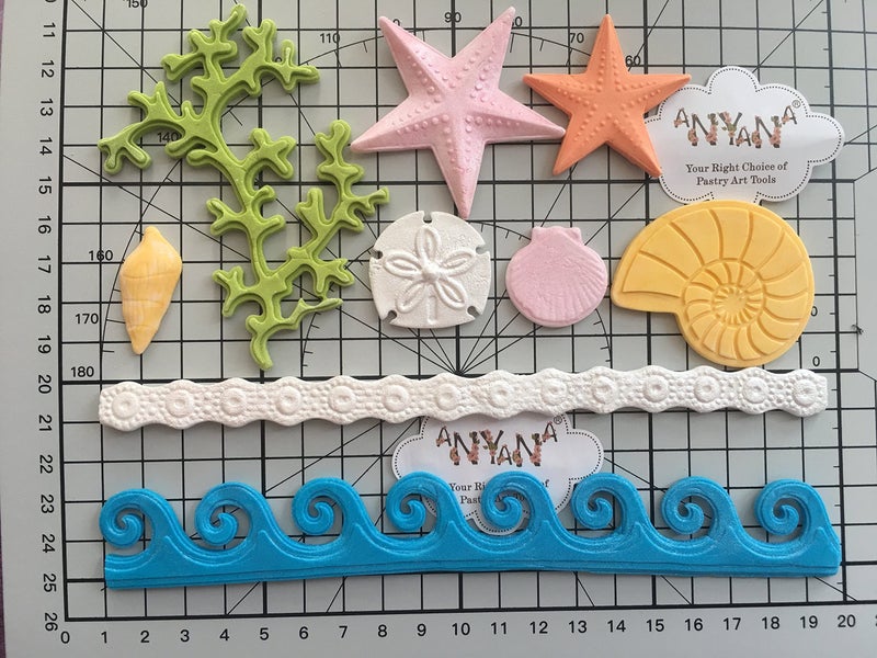 Anyana Sea Shell starfish conch coral Silicone Fondant Mold for Cake Decoration Chocolate Candy Mold Soap Mold Baking Tool Jello Mold edible Non stick easy to use - Image 4